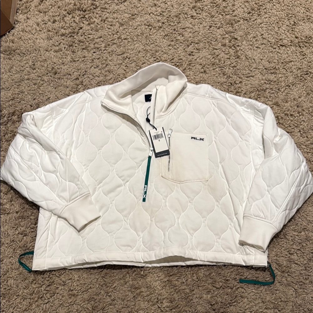 NWT RLX Ralph Lauren White Quilted Pullover Women’s Small